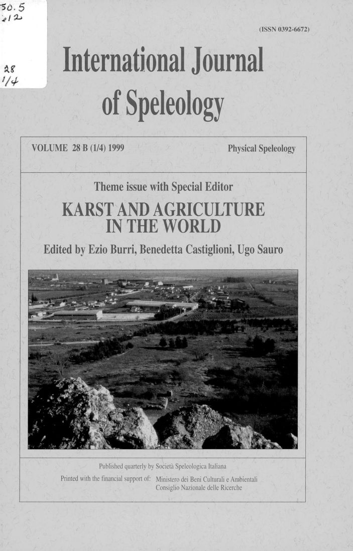*Burri Ezio, Castiglioni Benedetta, Sauro Ugo, 1999. Karst and agriculture in the world International Journal of Speleology, 28B (1-4): pp. 198.